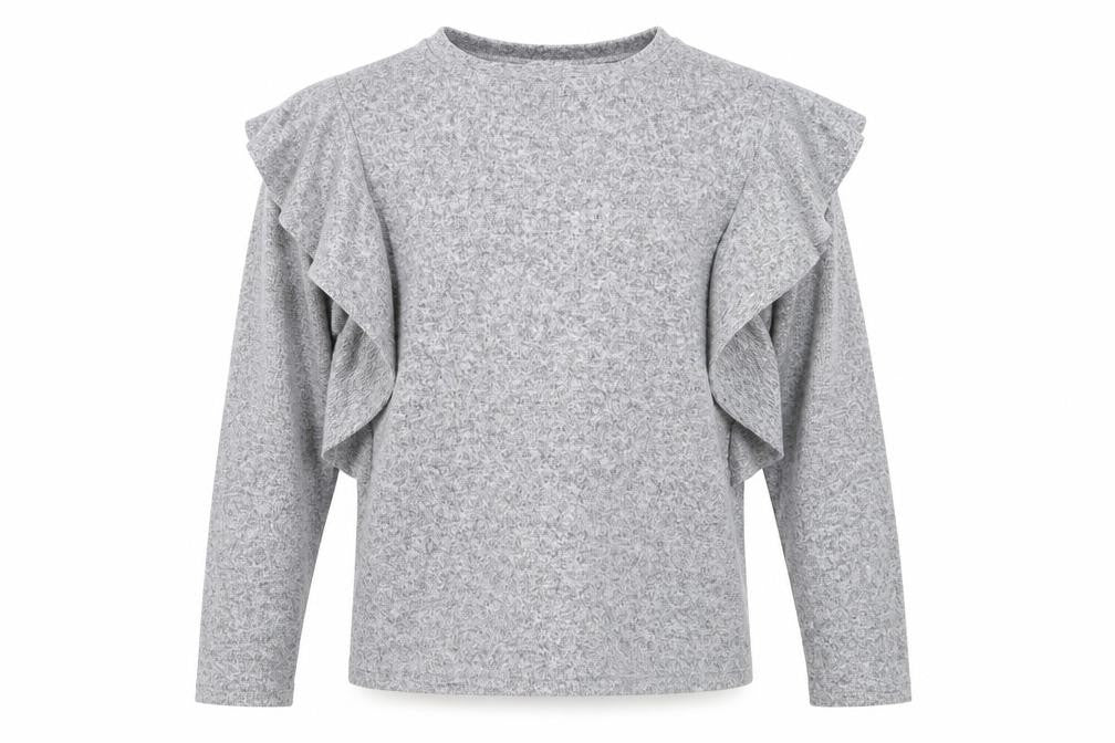 Mango Womens Grey   Pullover Jumper Size S  - Ruffle Detail