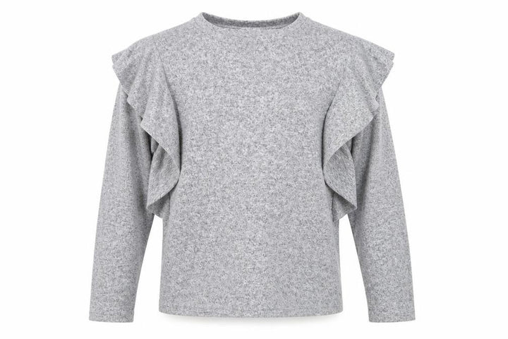 Mango Womens Grey Pullover Jumper Size S - Ruffle Detail