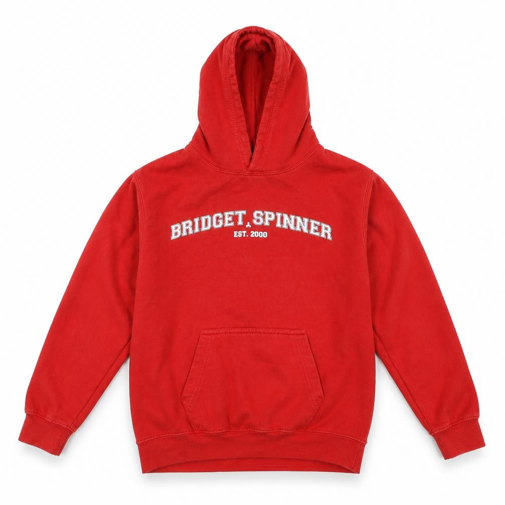 Front view of Preworn girls’ red pullover hoodie, size 10-11, years