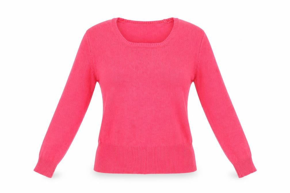 Front view of Miss Selfridge women’s pink jumper, size UK 12