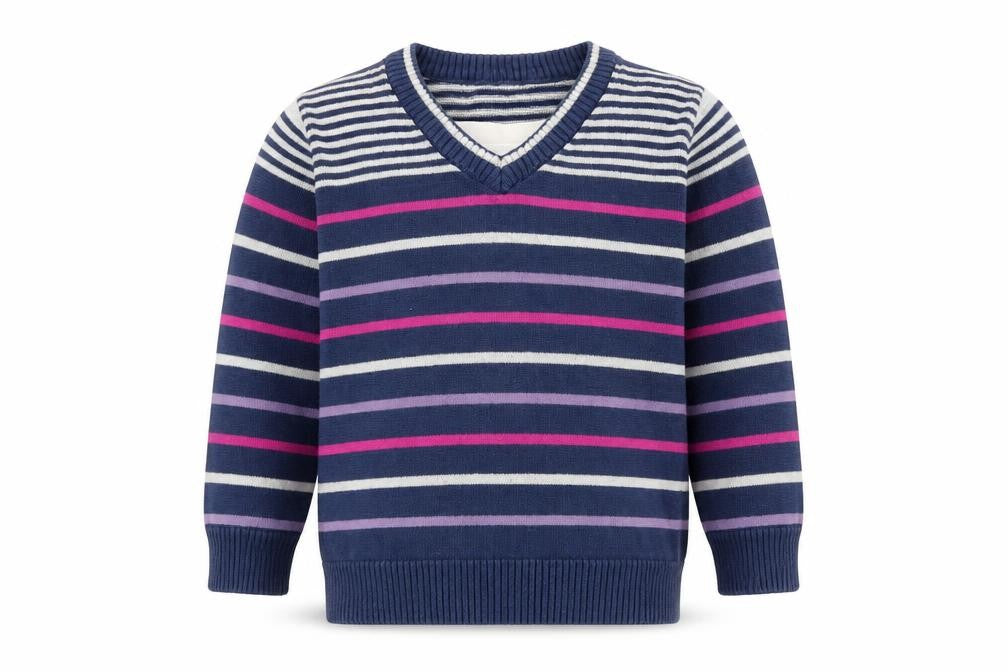Preworn Girls Blue Striped  Pullover Jumper Size 2-3 Years