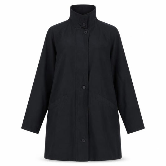 Front view of BHS women’s blue trench coat coat, size UK 12