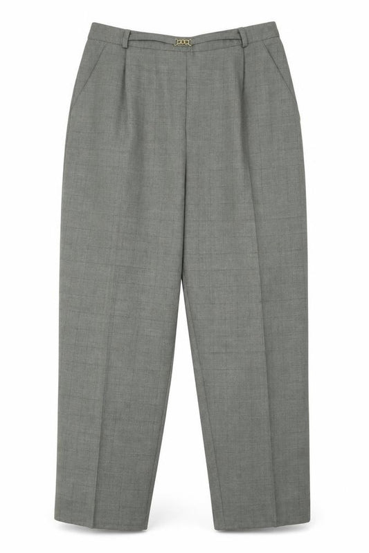 Front view of Bonmarché women’s green trousers, size UK 14, 23-inch leg