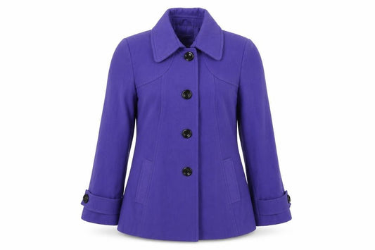 Front view of Wardrobe women’s purple jacket, size UK 12