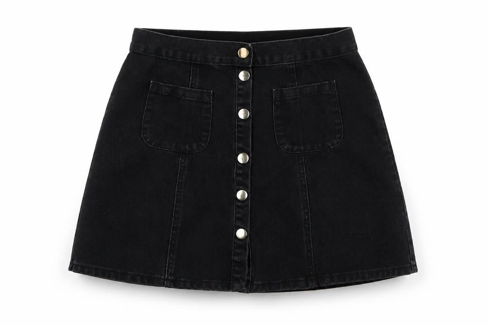 Cooperative Womens Black  Denim A-Line Skirt Size S