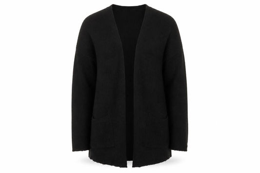 Front view of Alexander women’s black jacket coatigan, size L