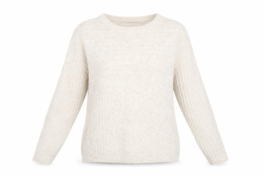Front view of F&F women’s beige jumper, size UK 8