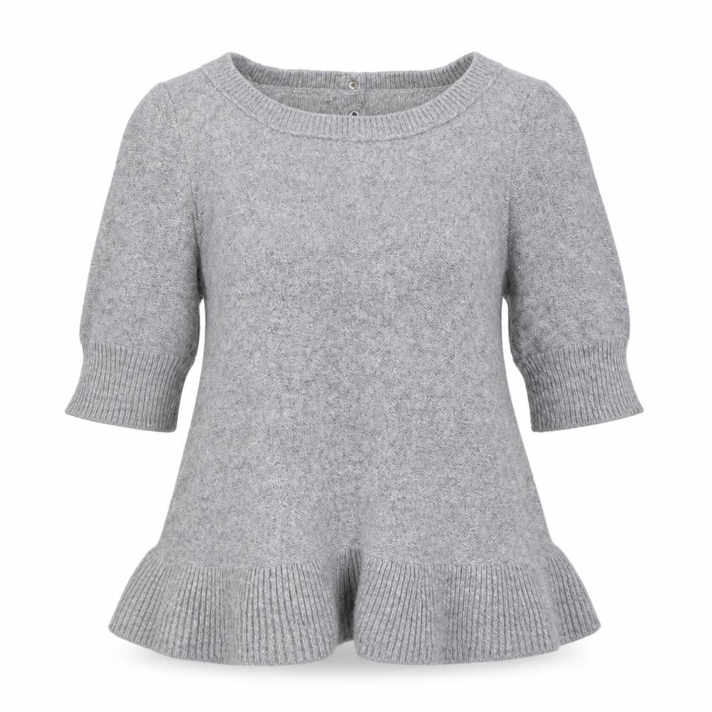 Front view of Hoxton Chic women’s grey knit jumper, size UK 10