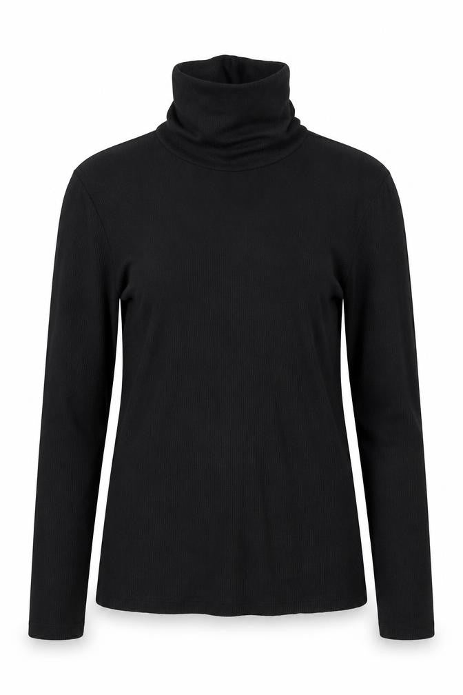 Front view of Jord & Tails women’s black basic t-shirt, size M