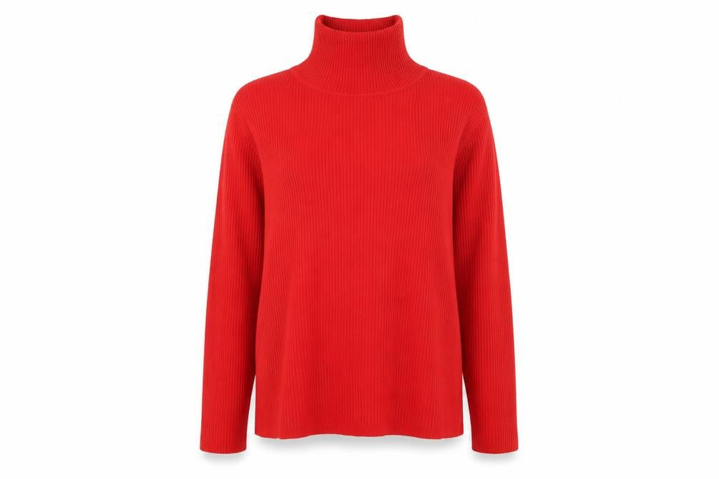 Front view of Mia Moda women’s red knit jumper, size XL