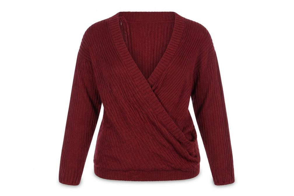 Front view of Pep&Co women’s red knit jumper, size UK 14