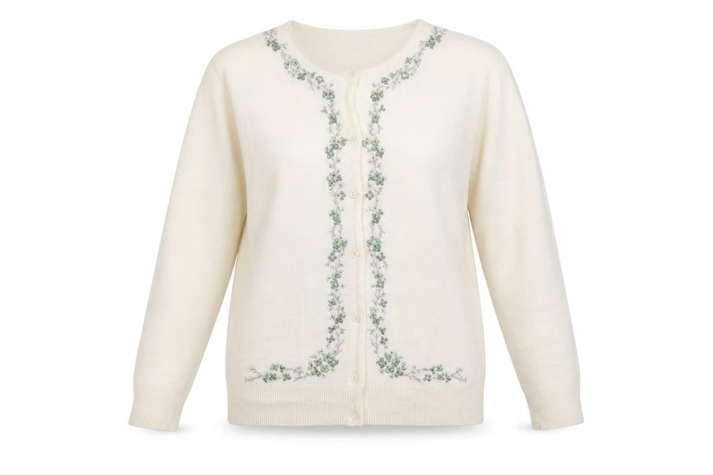 Berkertex Womens Ivory Floral Knit Cape Jumper Size 10