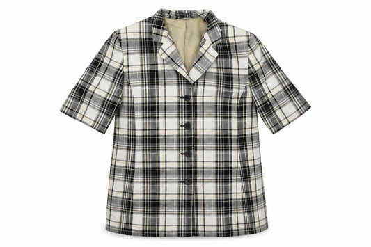 Front view of Marks & Spencer women’s multicoloured check jacket blazer, size UK 16