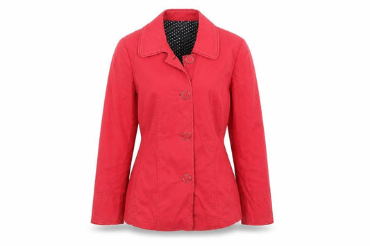 Front view of Per Una women’s red jacket, size UK 10
