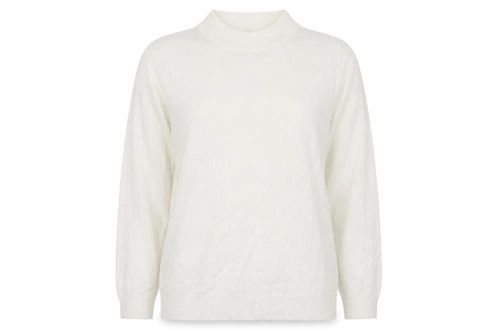 Front view of Damart women’s white knit jumper, size UK 18
