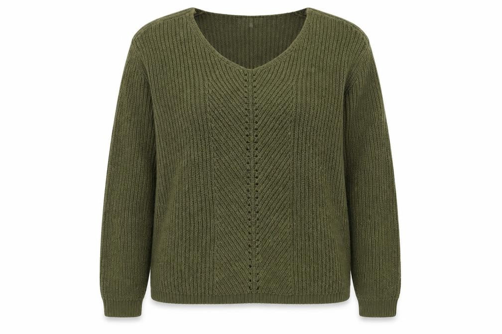Front view of Peacocks women’s green knit jumper, size M