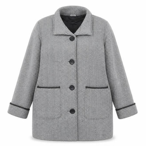 Anne De Lancay Womens Grey Striped  Jacket Coat Size 20