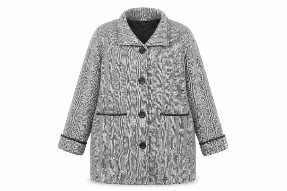 Anne De Lancay Womens Grey Striped  Jacket Coat Size 20