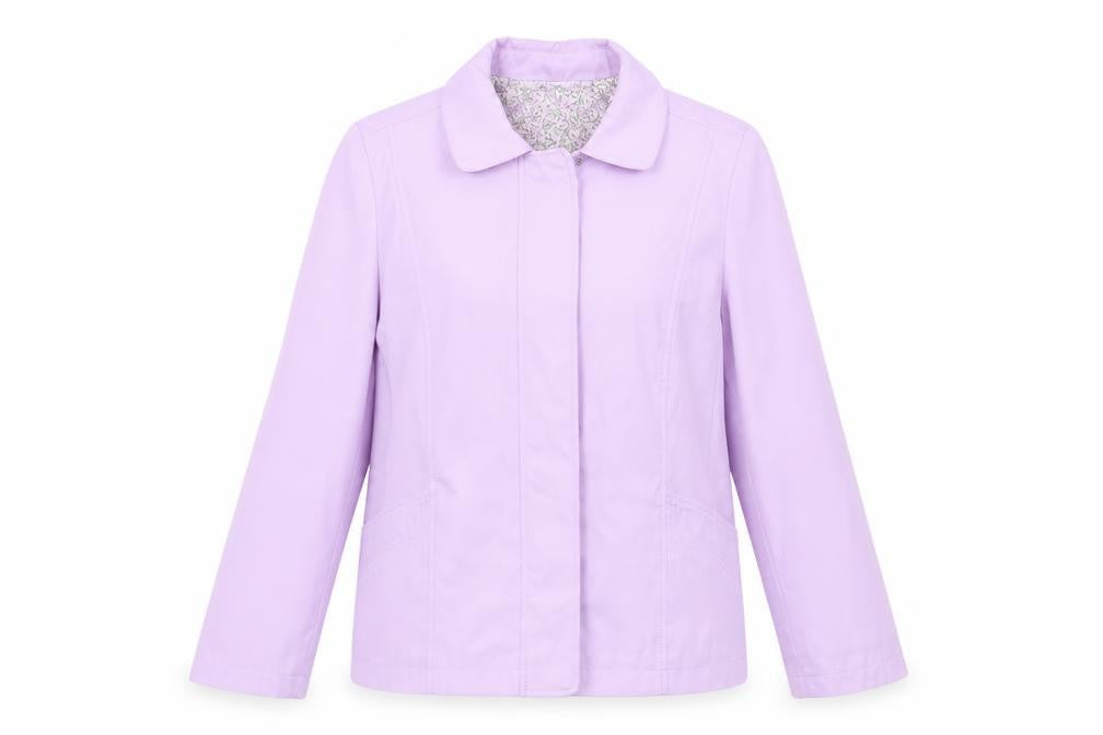 Front view of Bonmarché women’s purple jacket coat, size S