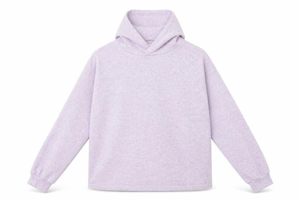 Front view of Marks & Spencer girls’ purple knit pullover hoodie, size 13, years