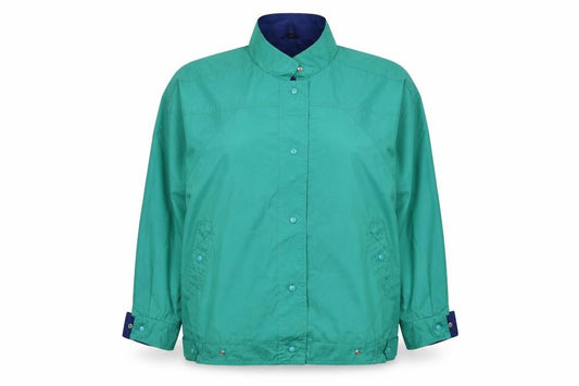 Front view of Telemac women’s green jacket, size UK 18