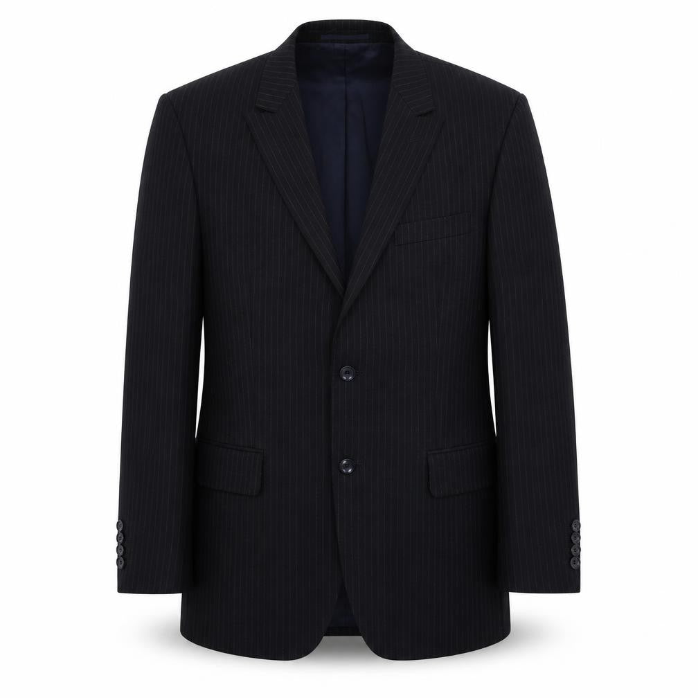 Front view of Alto men’s blue striped jacket suit jacket, size 38