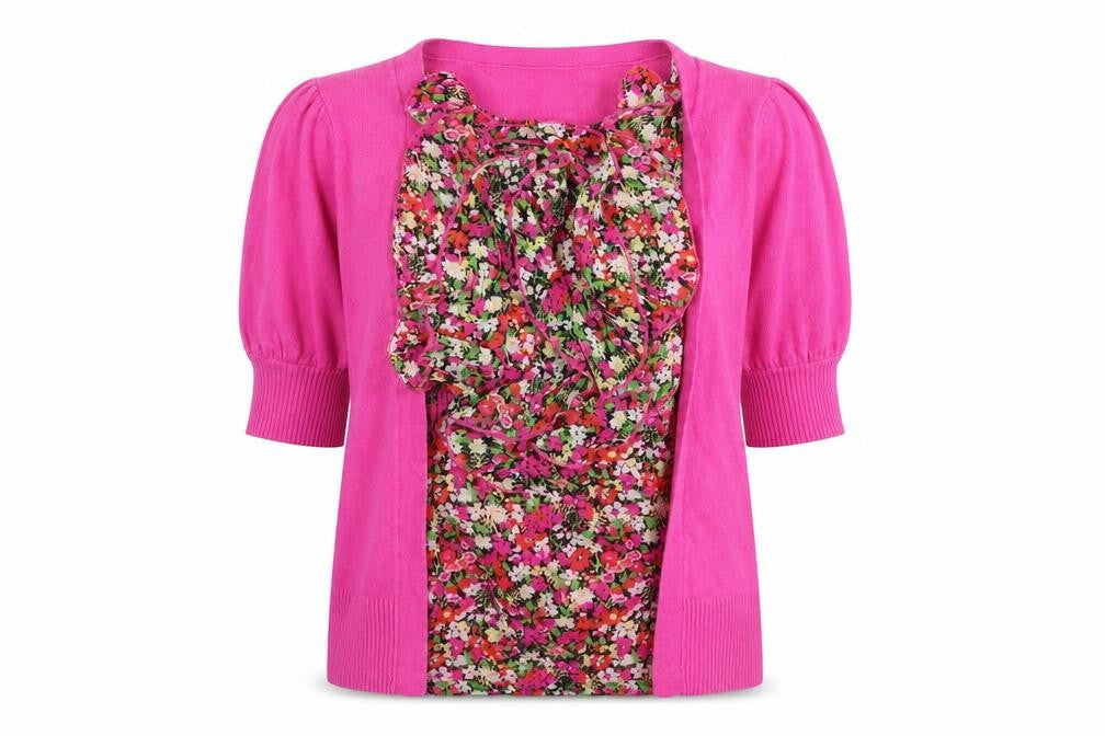 Front view of Next women’s multicoloured floral jumper, size UK 10, - top/jumper
