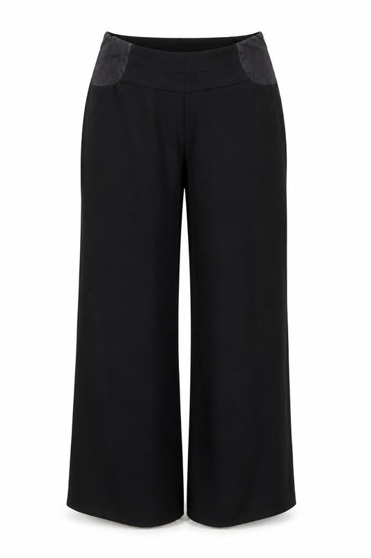 Front view of Next women’s black trousers, size UK 8, 30-inch leg