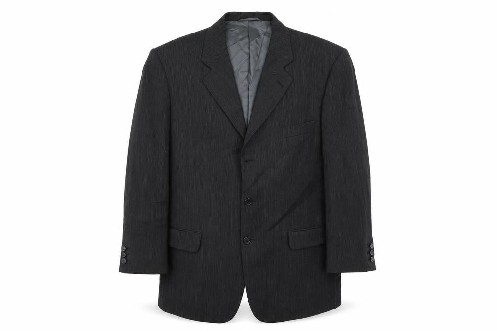 Front view of salatore giolanni men’s black jacket blazer, size 42