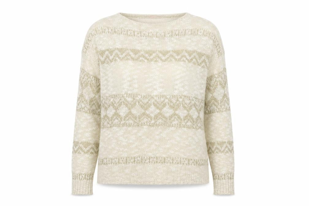 Front view of Krisp women’s gold striped jumper, size S