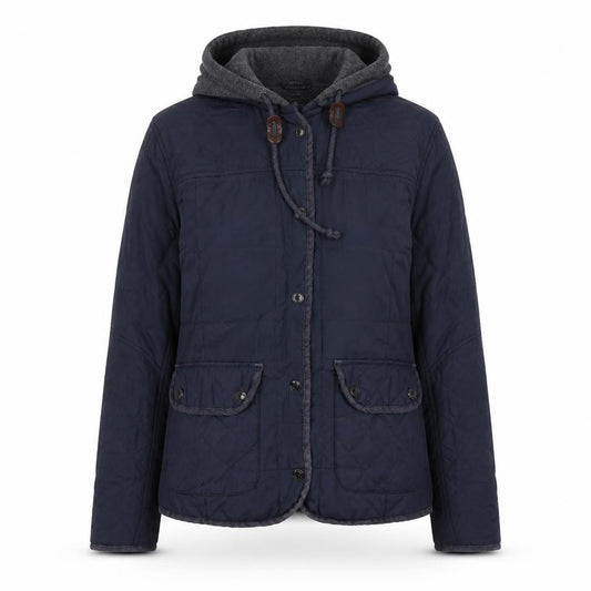 Front view of River Island women’s blue jacket coat, size UK 8