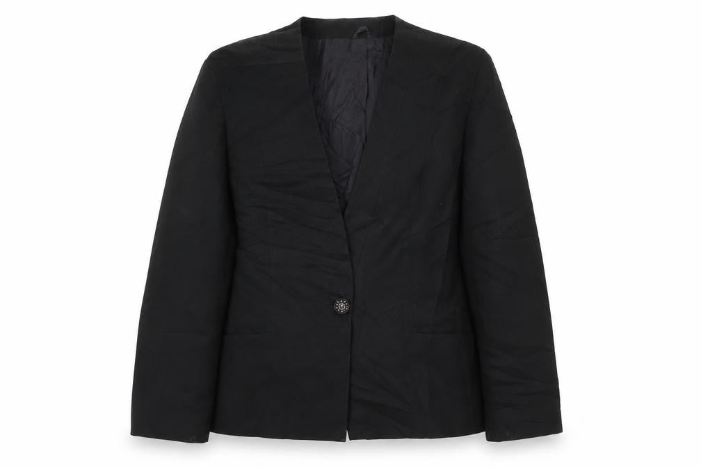 Front view of Preworn women’s blue jacket blazer, size UK 46