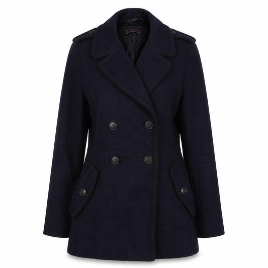 Front view of New Look women’s blue jacket coat, size UK 10