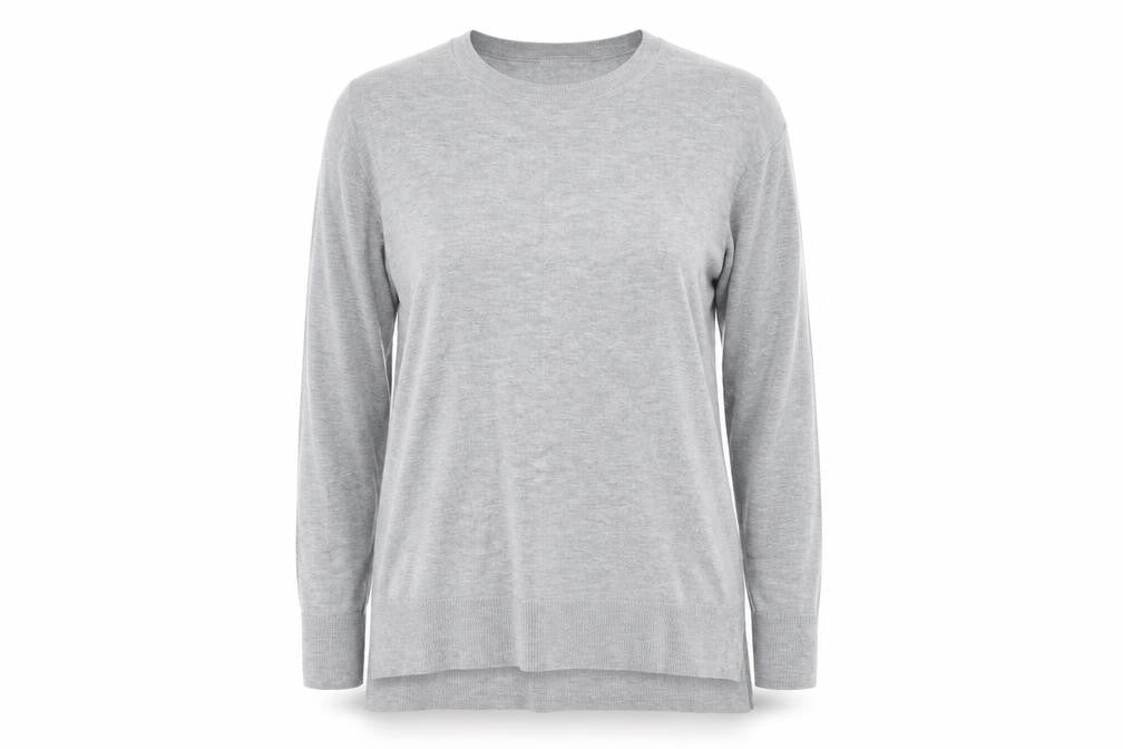 Front view of H&M women’s grey jumper, size M