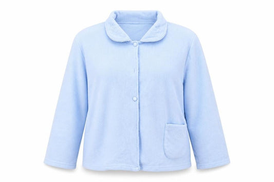 Front view of Lady clga women’s blue jacket, size UK 26