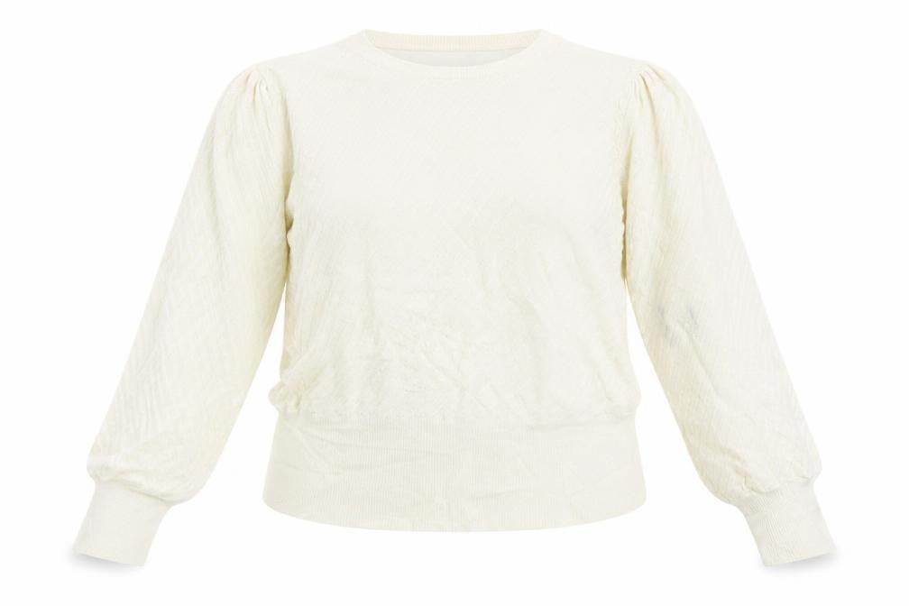 Front view of Marks & Spencer women’s beige jumper, size UK 12