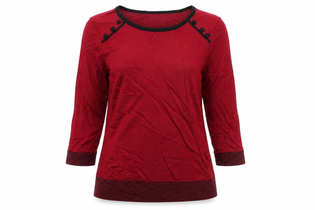 Front view of Debenhams women’s red jumper, size UK 8