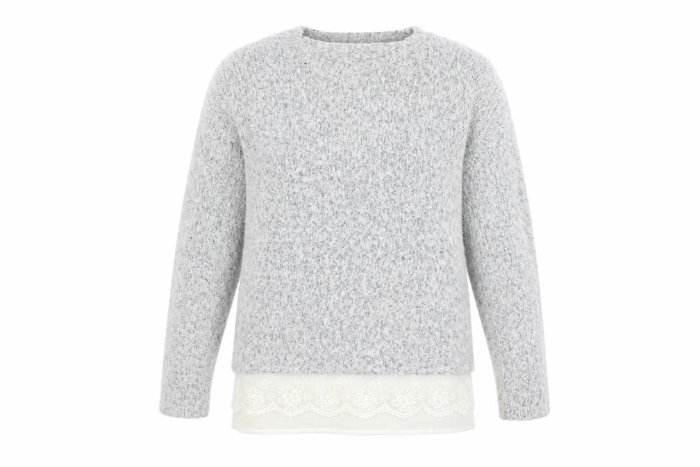 Front view of Young Dimension girls’ grey jumper, size 9-10, years