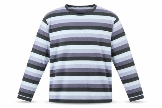 Front view of Defined women’s blue striped jumper, size L