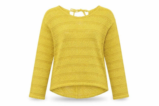 Front view of Next women’s yellow jumper, size UK 12