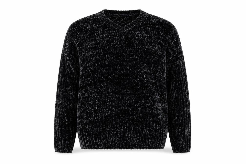 Front view of Primark women’s black knit pullover sweatshirt, size S, - soft