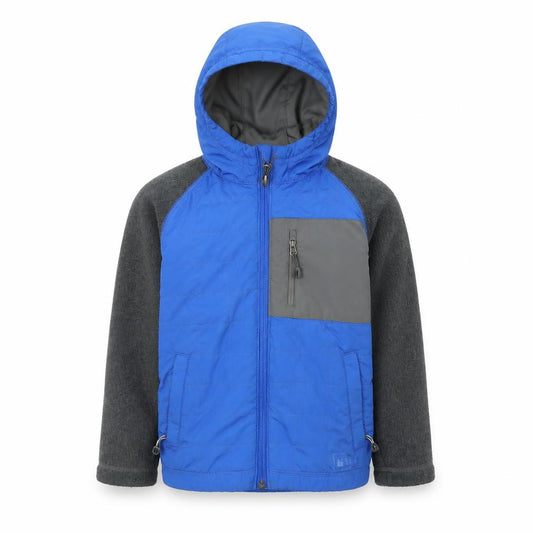 Front view of REI boys’ blue jacket, size 4, years