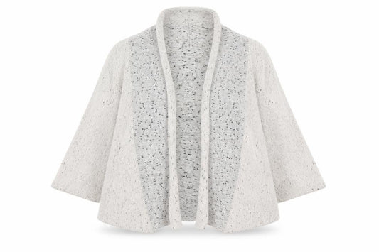 Front view of Angelina women’s ivory jacket, size S