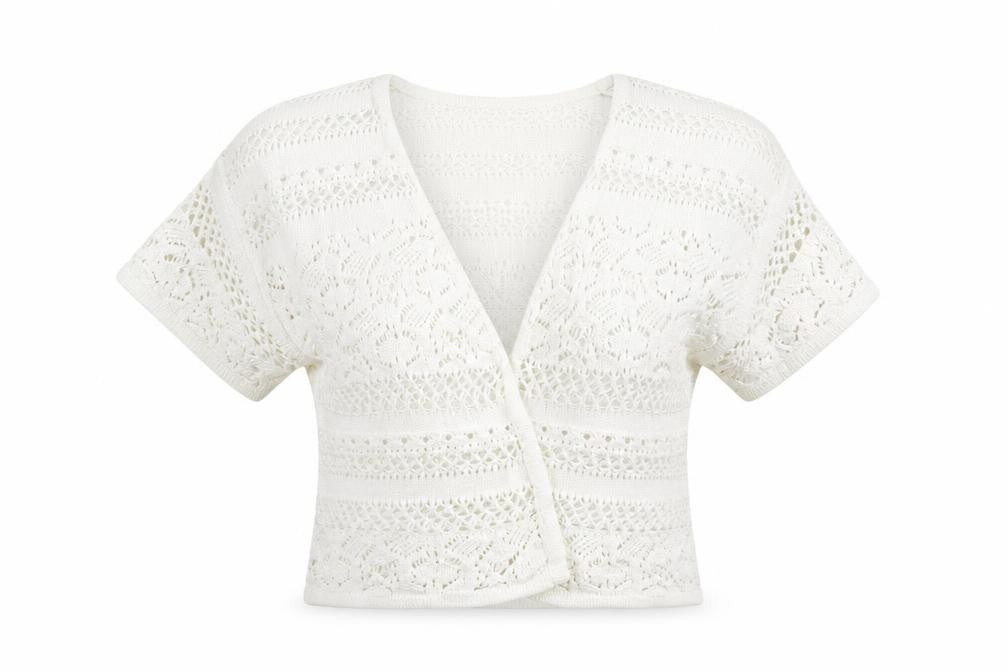 Front view of George women’s white knit wrap jumper, size UK 14