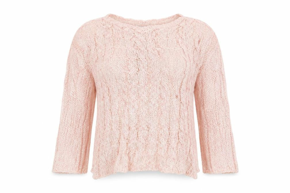 Front view of Great Plains women’s pink knit jumper, size M