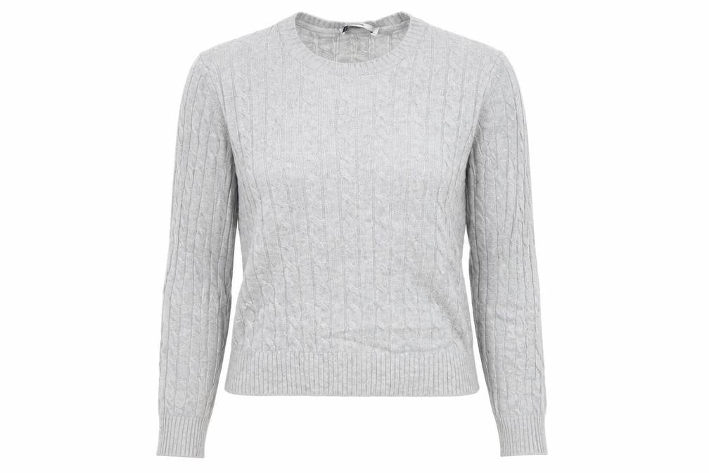 Front view of Stradivarius women’s grey knit jumper, size S