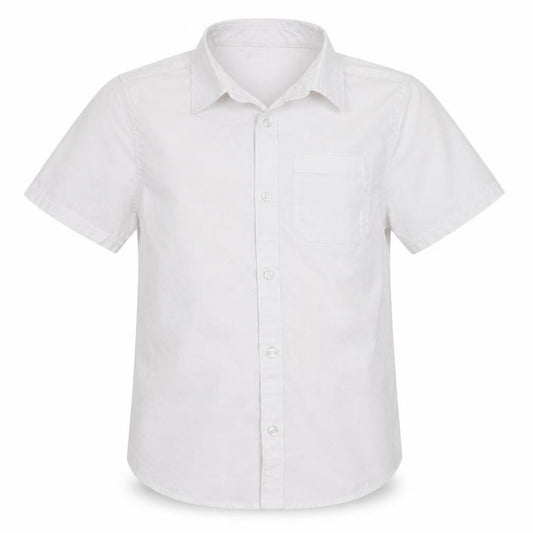 Front view of Pep&Co boys’ white basic button-up, size 9-10, years