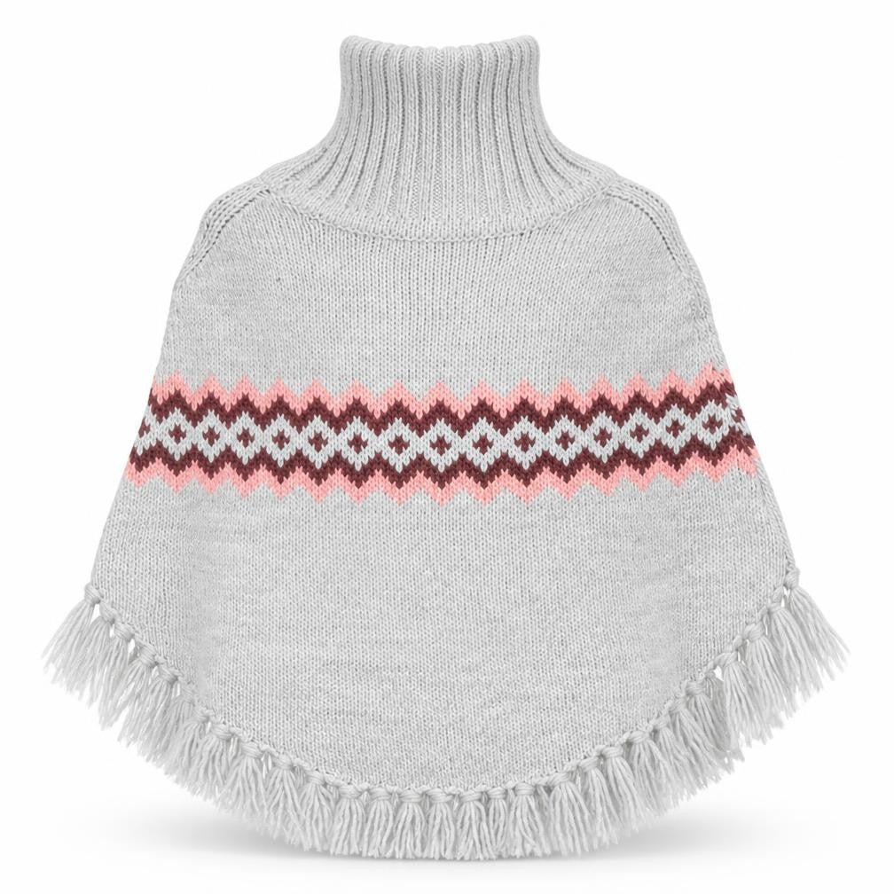 Front view of H&M girls’ grey argyle/diamond cape jumper, size 13-14, years