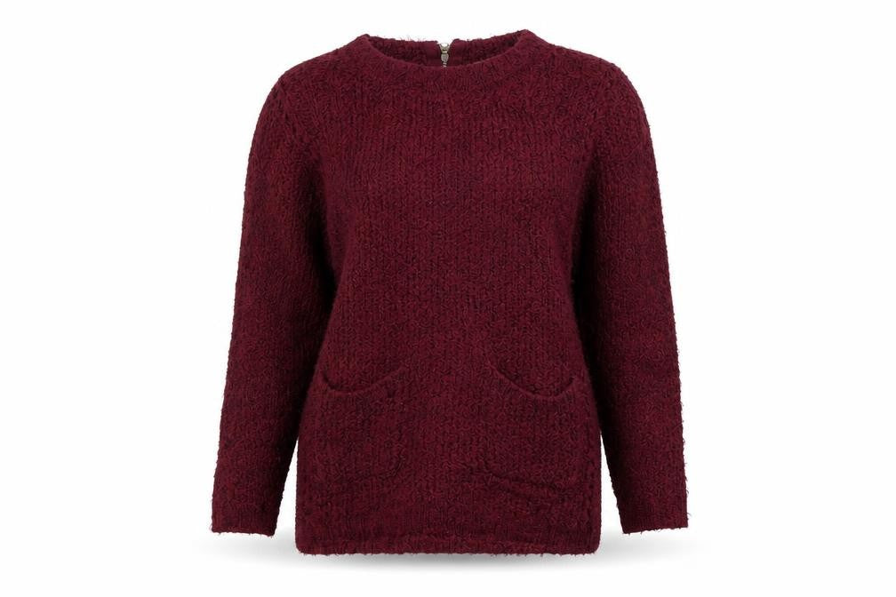 Front view of Marks & Spencer women’s purple jumper, size UK 8