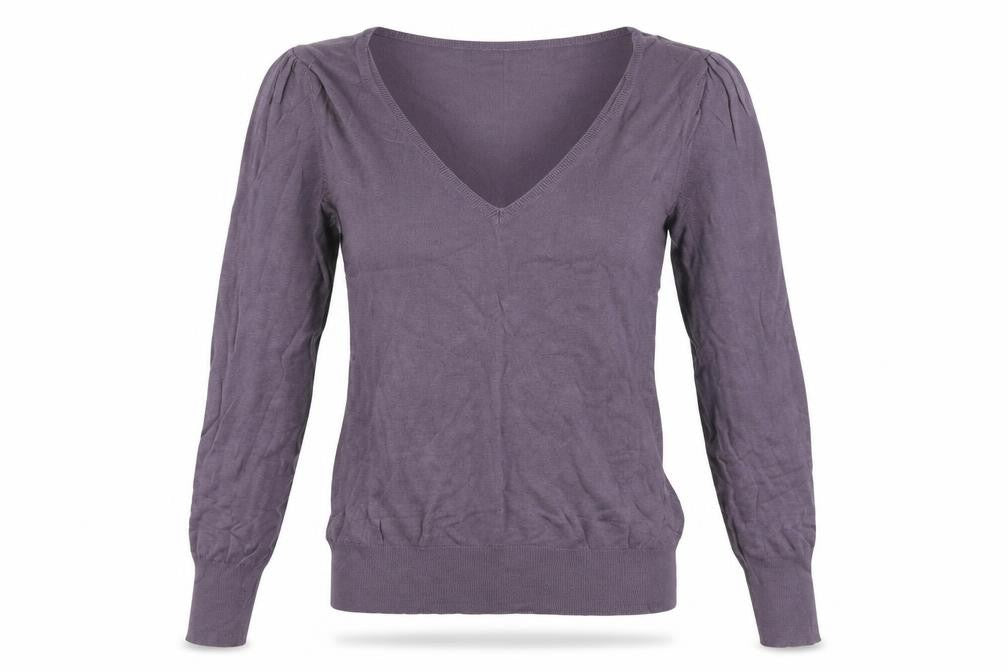 Front view of Dorothy Perkins women’s purple jumper, size UK 10